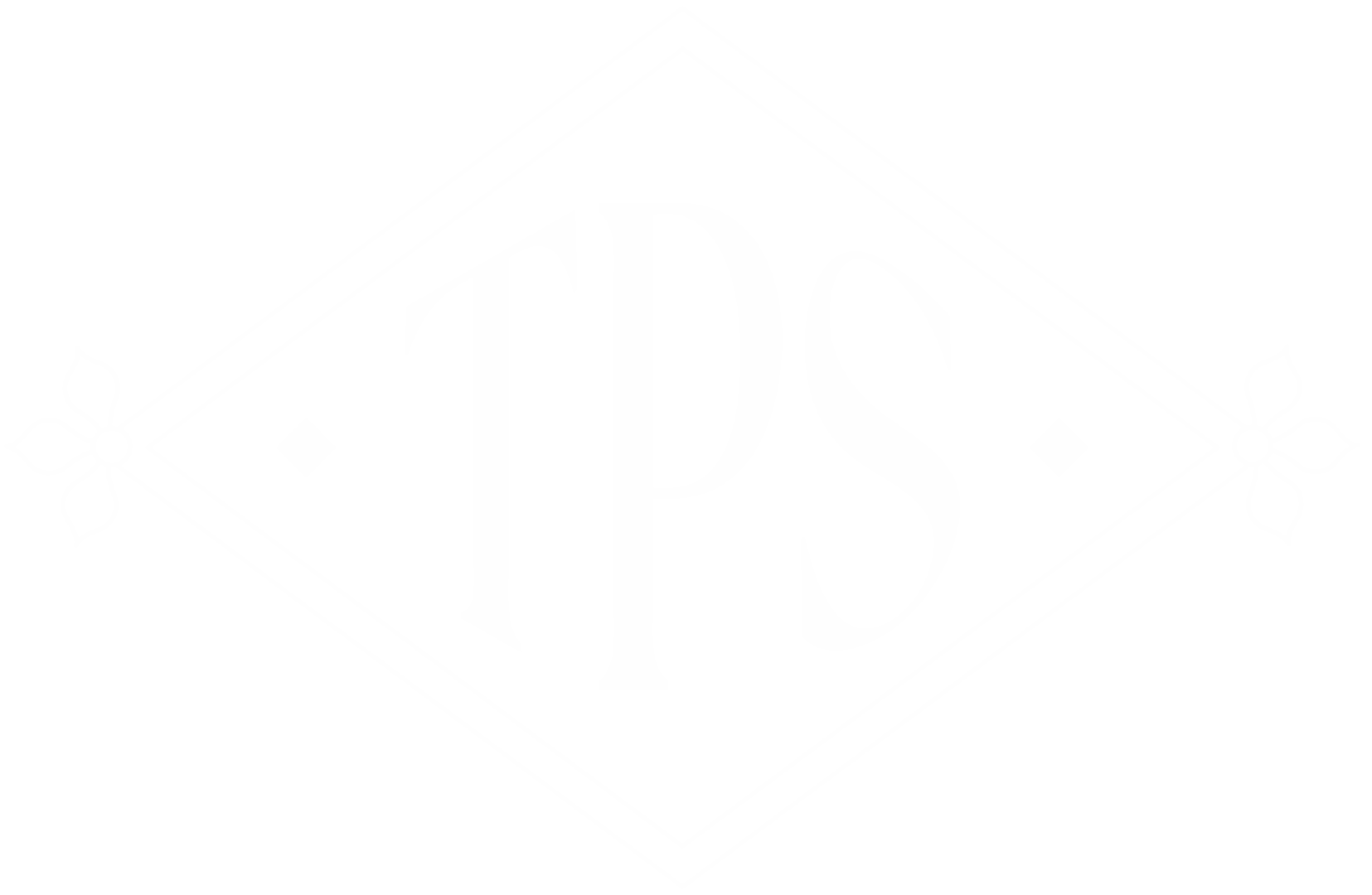 White TPS initials inside a diamond-shaped outline on green background.